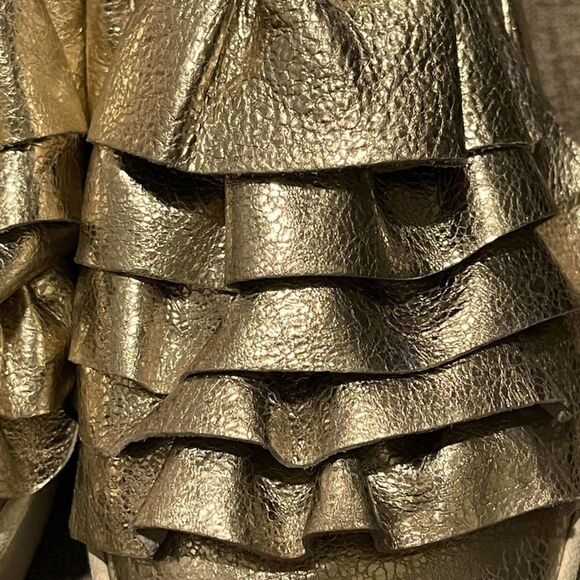 Nordstrom BP Marian Gold Metallic Ruffle Slip On Platform Shoes Size 6 1/2 - Picture 7 of 9